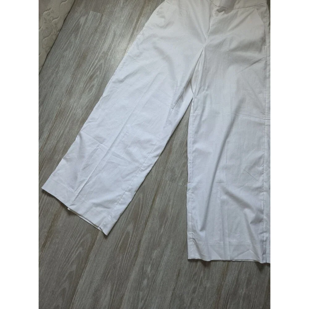 NWT Banana Republic Hayden Wide Leg Pants White Pull On Stretch Womens L DEFECTS
